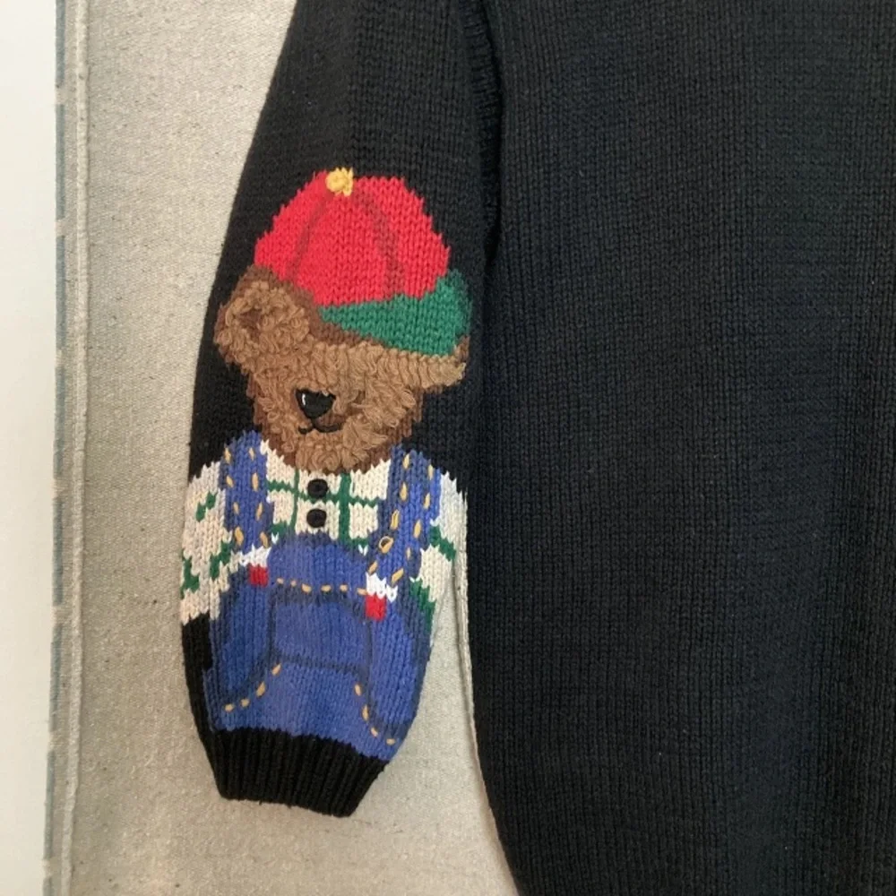 Vintage Eagle’s Eye Chunky Knit Bear Cardigan Grandma core Sweater Women’s New M - Picture 8 of 11